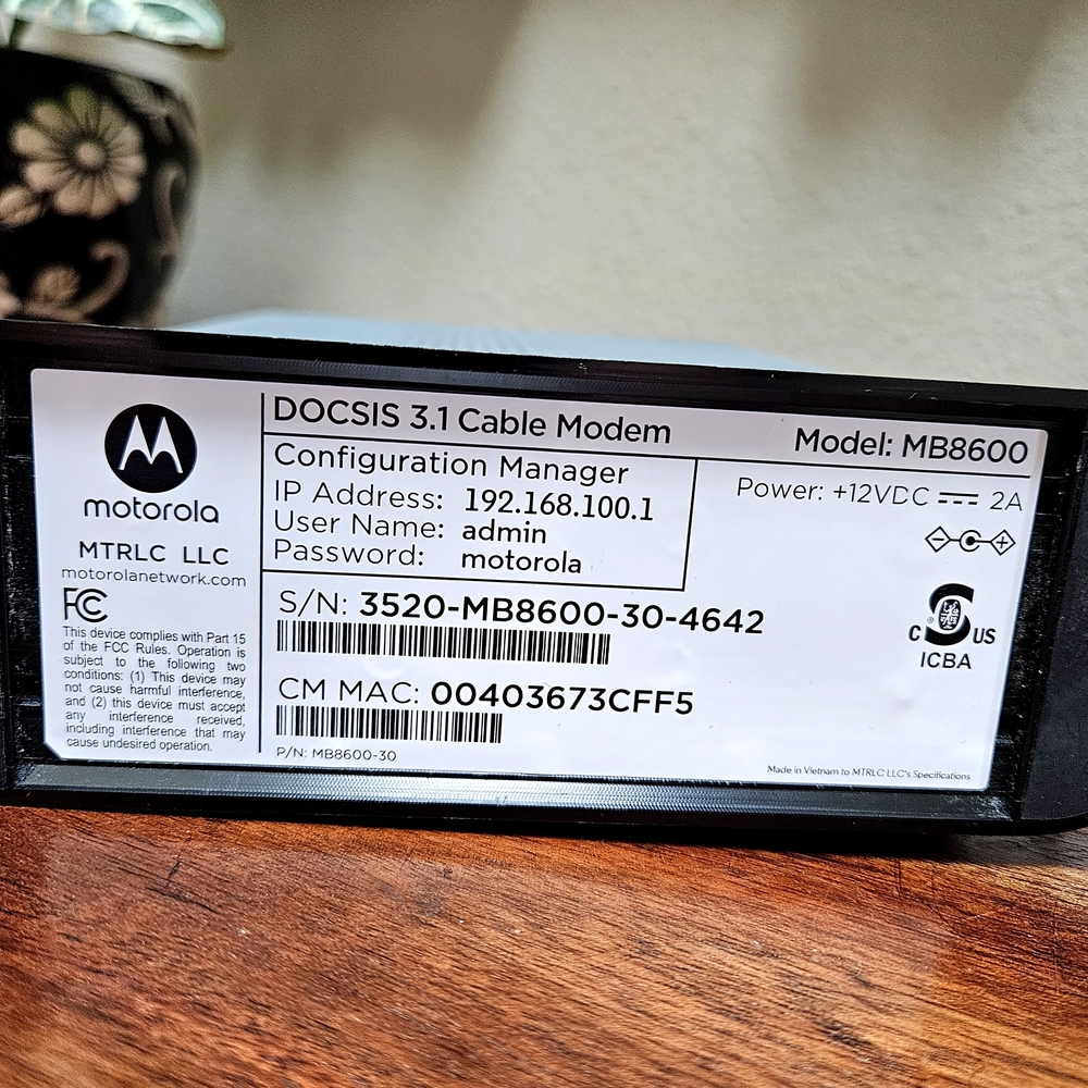 Motorola MB8600 DOCSIS 3.1 Cable Modem - Picture 8 of 8